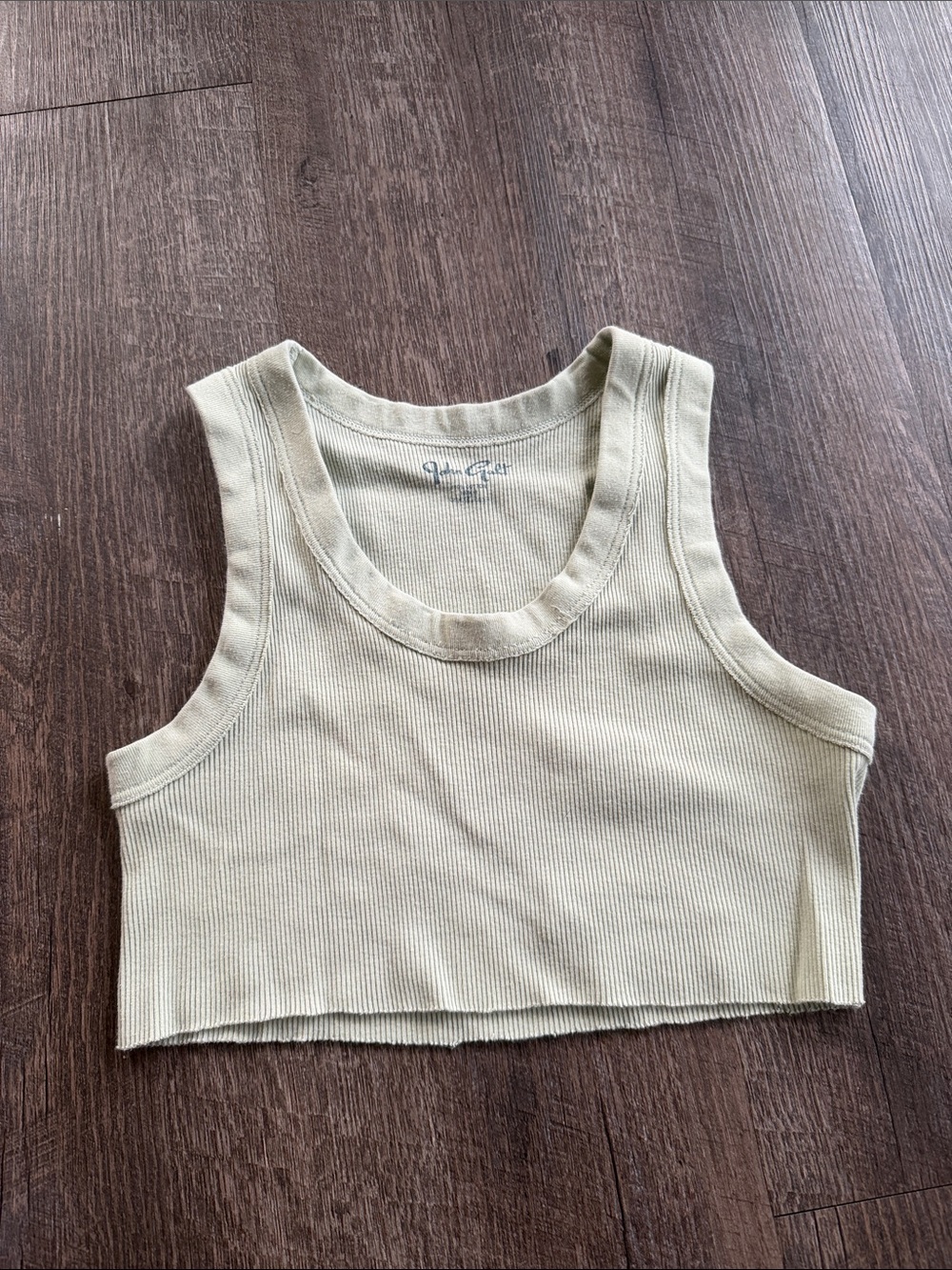 Ribbed Crop Tank Top in Light Sage - Women